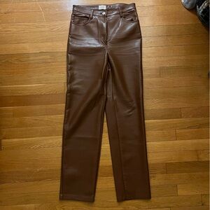 Aritzia Wilfred Brown Leather Pants